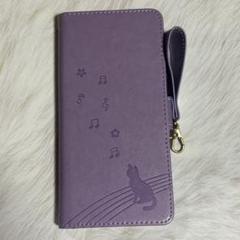 新品 Galaxy M23 5G ケース 手帳型 猫 パープル 紫