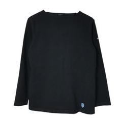 オーシバル　長袖コットンTシャツ　刺繍ワッペンロゴ　黒　ビックサイズ　フランス製