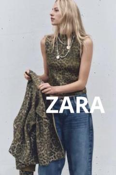 【ZARA】アニマル柄 フォイルニットトップス S