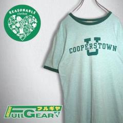 古着　リンガー　Tシャツ　チャンピオン　グリーン　緑　メンズ　Lサイズ