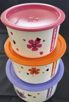 タッパーウェア　スーパーキャニスター　ハーフ　３個セット Tupperware☆トッパーズ ワンタッチキャニスター3個
