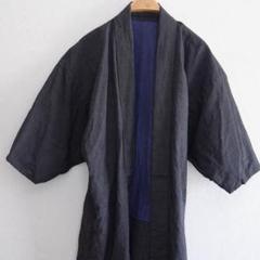 野良着 メンズ 古着 木綿 着物 古布 縞模様 ジャパンヴィンテージリメイク素材のサムネイル