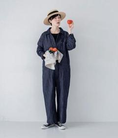 新品 ナチュラン &yarn コットンリネン デニム ジャンプスーツ &yarn ナチュラン完売 コットンリネン デニム ジャンプスーツ 黒