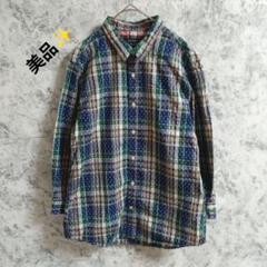 美品　アーバンリサーチ　シャツ【38】紺　緑　白　イエロー　チェック　ドット