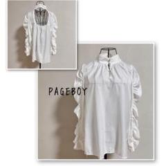 PAGEBOY ページボーイ　ギャザースリーブ オープンバック　ブラウス　白