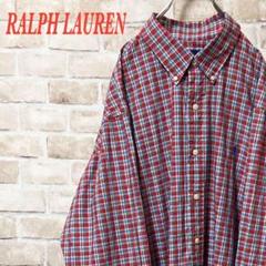 【希少】RALPH LAUREN ラルフローレン　刺繍ワンポイント　レッド　XL