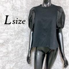 美品 シアーバルーンスリーブ カットソー ブラック (L)
