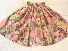 ミニスカート　ハンドメイド　花柄　ピンク　リゾート