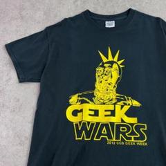 C3PO　パロディイラスト　GEEK WARS　半袖Tシャツ　古着　ブラック　M