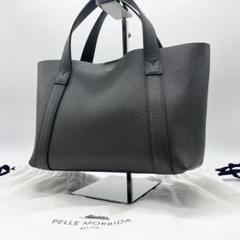 美品✨ペッレモルビダ　ハンドバッグ　黒　バイカラー　テーラマリーナ　本革 極美品✨ペッレモルビダ トートバッグ テーラマリーナ グレー