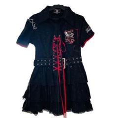 MADPUNKS マッドパンクス　ワンピース 美品】MAD PUNKS マッドパンクス ドクロ総柄 着物風 ワンピース