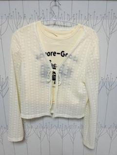 新品　リブレースカーディガン　長袖　白　黄色Tシャツ