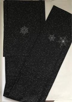 【限定製作】 裄長トール！紬の付け下げ 雪の結晶の刺繍柄 大島紬 正絹 未使用 着物・浴衣