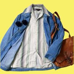 70s デッドストック 総柄シャツ 長袖 チェーン柄 ヴィンテージ レトロ古着