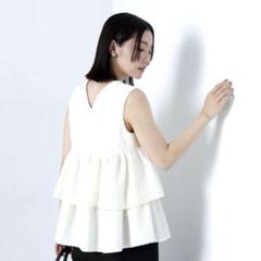 NATURAL BEAUTY BASIC ジャガードダブルフリルブラウス