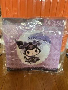 Kuromi クッション パープル グレー チェック柄