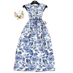 【美品】エムズグレイシー 薔薇 ブルー ワンピース ご専用✨エムズグレイシー ワンピース ブルー ローズ フラワー A