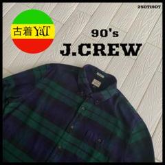 90s00s J.CREWジェイクルーチェックネルシャツUS古着エルボーパッチ