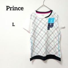 プリンス テニスウェア Tシャツ レディース チェック柄 ホワイト スポーツ L