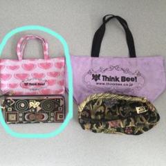 【美品】Think Bee！　長財布×ブラック　袋×ハートピンク　2点セット