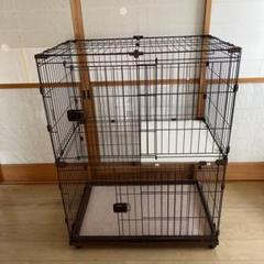 【中古品】ペットケージ 2段 アイリスオーヤマ ブラウン IRIS OHYAMA ケージ 猫 ゲージ アイリスオーヤマ 2段 ペット用品