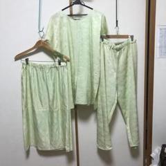 ハンドメイド　高級正絹着物リメイク　薄いグリーンのダイヤモンド模様セットアップ