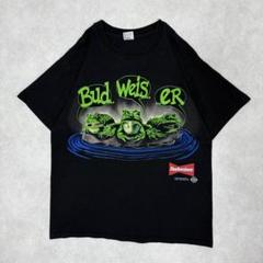 古着 90s バドワイザー 半袖 シャツ ビール 企業 カエル ブラック 黒 ⑪