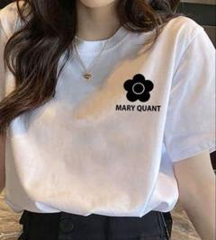【新品】マリークワント　ホワイトTシャツ MARY QUANT/ワンポイント 刺繍 ロゴTシャツ 限定展開｜Daytona