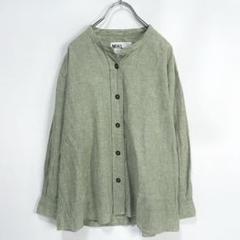 《美品》MHL. リネンコットンシャツ 麻 バンドカラー カーキ 22SSのサムネイル