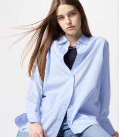 【UNIQLO】コットンシャツ　サイズL ブルー