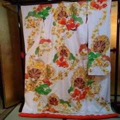 白無垢 色打掛 着物 豪華な刺繍 花柄 扇子柄