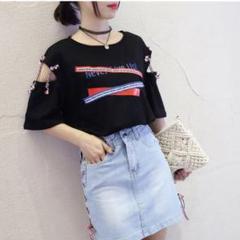 肩紐ロックTシャツ*。・。*個性派♡