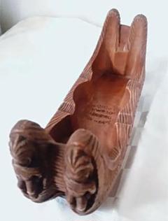 ココジョー　COCOJOE HAWAI 木彫りの船　平和の神様ティキ４体付きです