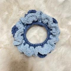 ダブルフリル シュシュ かぎ編み ハンドメイド