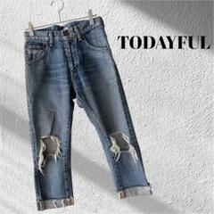 『TODAYFUL』 トゥデイフル (S)ダメージ加工 デニムパンツ クロップド