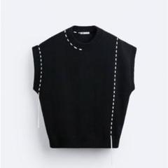 【完売商品】ZARA コントラストトップステッチ　ニットセーター　【激レア】 2025年最新】ザラ zara トップステッチ ニットセーターの人気