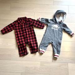 カナダRoots &ブロックチェック 男の子秋冬ベビーロンパースセット　70