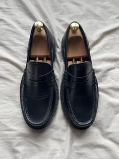 ZARA 新品未使用 黒 レザー 厚底ローファー 金具バックル 26cm