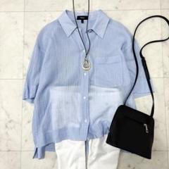 美品 セオリー SS Oversized Shirt シアー ライトブルー S