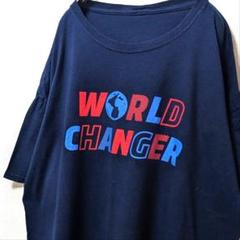 ワールドチェンジャー ロゴ Tシャツ ネイビー 紺色 古着