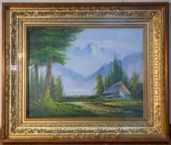 【真作】絵画　油彩6号　雪山と湖の風景　自然風景　アート作品　洋画　W115 油絵 絵画 【朝焼けの雪と雲】 絵画 HR 通販 15100467｜Creema