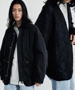 は*る様 新品WYM LIDNM ミリタリージャケット黒3WAY SHORT M セール】シャークスキン2WAYミリタリーコート（モッズコート