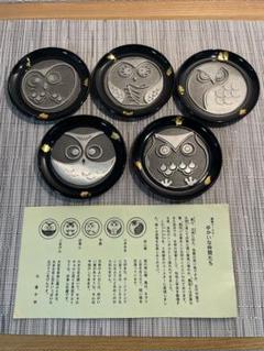 煎茶道具　平安　英青堂造　純錫園式茶托　五客　合計約588g　共箱　MR7702 煎茶道具 平安 英青堂造 純錫園式茶托 五客 合計約588g 共箱
