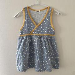 110【t/mini 】ノースリーブワンピース 水色/イエロー ドットワンピース