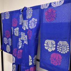 アンティーク　小紋　夏用　二尺袖　紗　正絹　花紋　菊花紋　桔梗　着物　054t アンティーク 小紋 夏用 二尺袖 紗 正絹 花紋 菊花紋 桔梗 着物