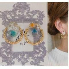 514＊１点物クリア オーバル フラワー 花 大人レディ プチプラ 上品 高見え