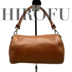 HIROFU ハンドバッグ ロゴ シルバー金具 レザー ブラウン