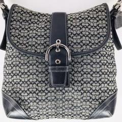 COACH コーチ ショルダーバッグ シグネチャー キャンバス 本革 黒 美品