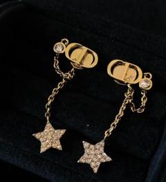 Sq_chan.　ディオール　CD　NAVY　スタッズ　ピアス　ゴールド✭ Christian Dior ディオール ピアス レディース 両耳 スタッド