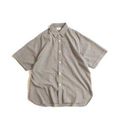 Steven Alan コットン/ウール チェック 半袖 シャツ ルーズフィット